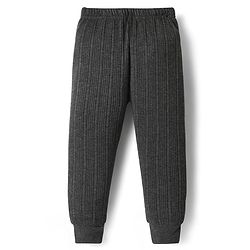 Babyhug Knit Full Sleeves Solid Color Thermal Inner Wear Set - Charcoal Grey
