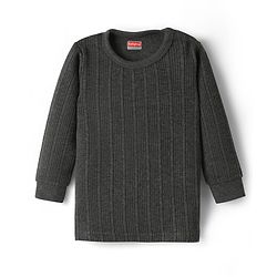 Babyhug Knit Full Sleeves Solid Color Thermal Inner Wear Set - Charcoal Grey