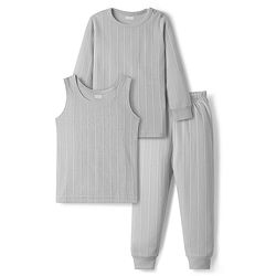Babyhug Knit Full Sleeves Solid Thermal Inner Wear Set - Light Grey