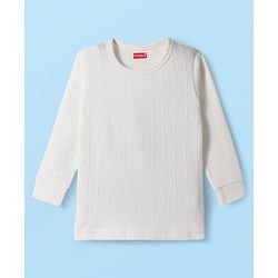 Babyhug Knit Full Sleeves Solid Colour Thermal Inner Wear Set With Vest - Off White