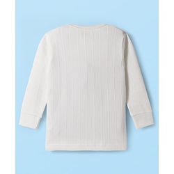 Babyhug Knit Full Sleeves Solid Colour Thermal Inner Wear Set With Vest - Off White