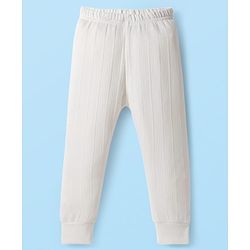 Babyhug Knit Full Sleeves Solid Colour Thermal Inner Wear Set With Vest - Off White