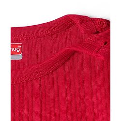 Babyhug Cotton Full Sleeves Solid Color Thermal Vests & Pant Set - Red