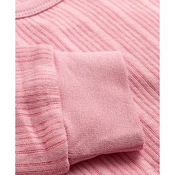 Babyhug Knit Full Sleeves Solid Color Pullover & Sleeveless Thermal Vest & Pant Set - Pink