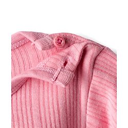 Babyhug Knit Full Sleeves Solid Color Pullover & Sleeveless Thermal Vest & Pant Set - Pink