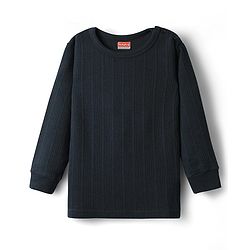 Babyhug Knit Full Sleeves Solid Thermal Inner Wear Set - Navy Blue