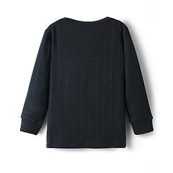 Babyhug Knit Full Sleeves Solid Thermal Inner Wear Set - Navy Blue