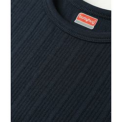 Babyhug Knit Full Sleeves Solid Thermal Inner Wear Set - Navy Blue