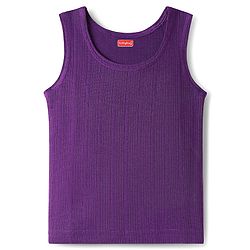 Babyhug Cotton Knit Full Sleeves Solid Color Thermal Vests & Pant Set - Purple