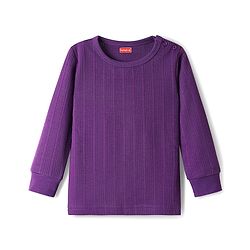 Babyhug Cotton Knit Full Sleeves Solid Color Thermal Vests & Pant Set - Purple