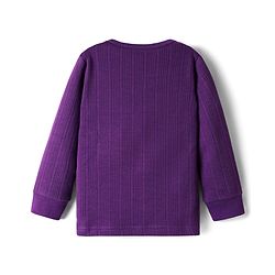 Babyhug Cotton Knit Full Sleeves Solid Color Thermal Vests & Pant Set - Purple