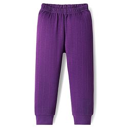 Babyhug Cotton Knit Full Sleeves Solid Color Thermal Vests & Pant Set - Purple