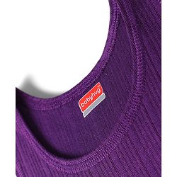 Babyhug Cotton Knit Full Sleeves Solid Color Thermal Vests & Pant Set - Purple