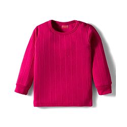 Babyhug Knit Full Sleeves Solid Pullover Thermal Set with Vest - Dark Pink