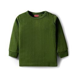 Babyhug Knit Full Sleeves Solid Color Pullover Thermal Inner Wear Set - Olive Green