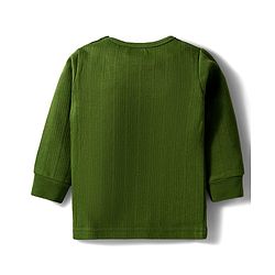 Babyhug Knit Full Sleeves Solid Color Pullover Thermal Inner Wear Set - Olive Green