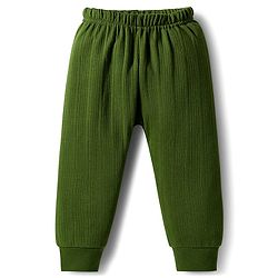 Babyhug Knit Full Sleeves Solid Color Pullover Thermal Inner Wear Set - Olive Green