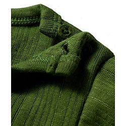 Babyhug Knit Full Sleeves Solid Color Pullover Thermal Inner Wear Set - Olive Green
