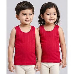 Babyhug Knit Sleeveless Solid Thermal Vest - Red