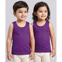 Babyhug Knit Sleeveless Solid Thermal Vest - Purple
