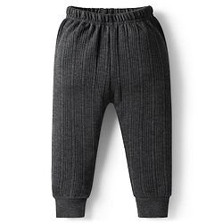 Babyhug Knit Full Sleeves Solid Front Open Thermal Set - Charcoal Grey