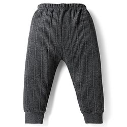 Babyhug Knit Full Sleeves Solid Front Open Thermal Set - Charcoal Grey