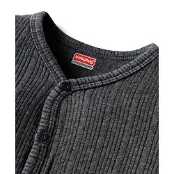 Babyhug Knit Full Sleeves Solid Front Open Thermal Set - Charcoal Grey
