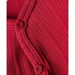 Babyhug Knit Full Sleeves Solid Color Thermal Vest & Pant Set - Red