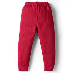 Babyhug Knit Full Sleeves Solid Color Thermal Vest & Pant Set - Red