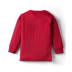 Babyhug Knit Full Sleeves Solid Color Thermal Vest & Pant Set - Red