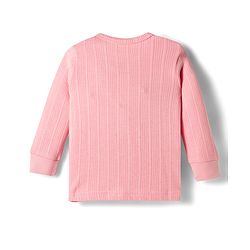 Babyhug Knit Full Sleeves Solid Front Open Thermal Set - Pink