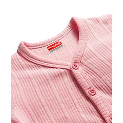 Babyhug Knit Full Sleeves Solid Front Open Thermal Set - Pink