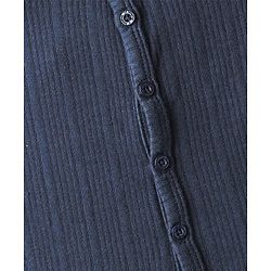 Babyhug Knit Full Sleeves Solid Color Front Open Thermal Vest & Pant Set - Navy Blue