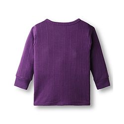 Babyhug Knit Full Sleeves Solid Color Front Open Thermal Vest & Pant Set - Purple