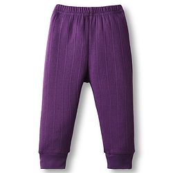 Babyhug Knit Full Sleeves Solid Color Front Open Thermal Vest & Pant Set - Purple