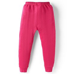 Babyhug Cotton Knit Full Sleeves Solid Coloured Front Open Thermal Inner Wear Set - Dark Pink