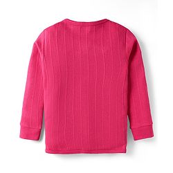 Babyhug Cotton Knit Full Sleeves Solid Coloured Front Open Thermal Inner Wear Set - Dark Pink