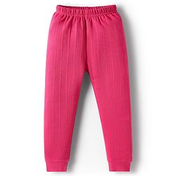 Babyhug Cotton Knit Full Sleeves Solid Coloured Front Open Thermal Inner Wear Set - Dark Pink