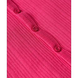 Babyhug Cotton Knit Full Sleeves Solid Coloured Front Open Thermal Inner Wear Set - Dark Pink