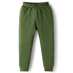 Babyhug Knit Full Sleeves Solid Front Open Thermal Set - Olive Green
