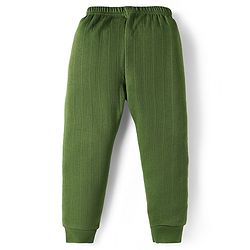 Babyhug Knit Full Sleeves Solid Front Open Thermal Set - Olive Green