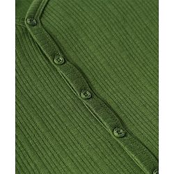 Babyhug Knit Full Sleeves Solid Front Open Thermal Set - Olive Green