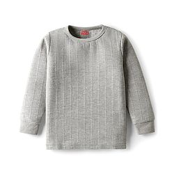 Babyhug Full Sleeves Solid Color Thermal Vest - Light Grey
