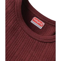 Babyhug Cotton Knit Full Sleeves Solid Pullover Thermal Vest - Coffee Brown