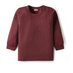 Babyhug Cotton Knit Full Sleeves Solid Pullover Thermal Vest - Coffee Brown