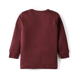 Babyhug Cotton Knit Full Sleeves Solid Pullover Thermal Vest - Coffee Brown