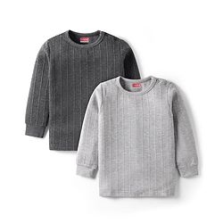 Babyhug Full Sleeves Solid Color Thermal Vests Pack of 2 - Grey