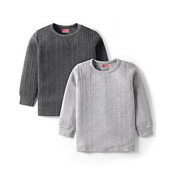 Babyhug Full Sleeves Solid Color Thermal Vests Pack of 2 - Grey