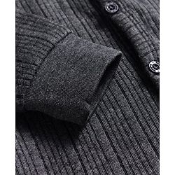 Babyhug Cotton Knit Full Sleeves Front Open Solid Colour Thermal Vest - Grey