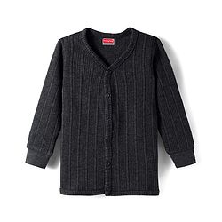 Babyhug Cotton Knit Full Sleeves Front Open Solid Colour Thermal Vest - Grey